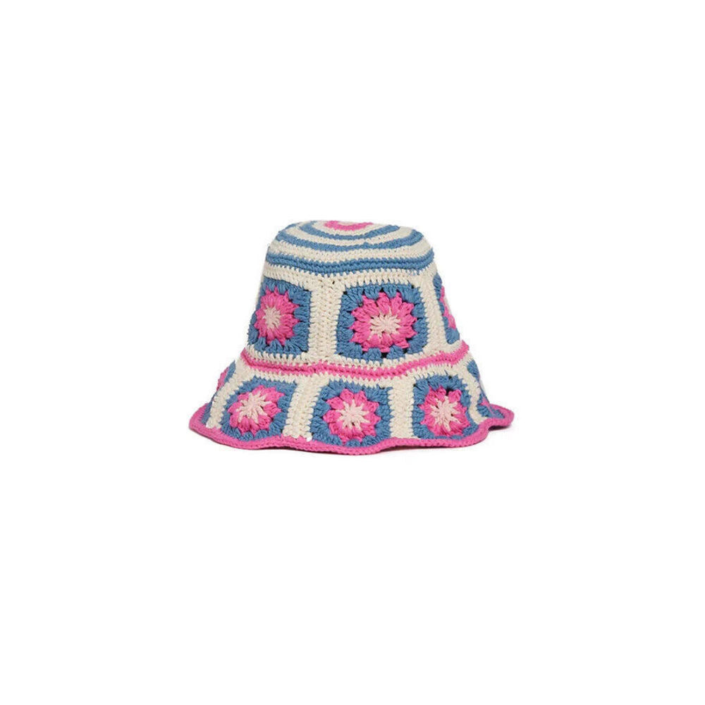 Jocelyn Tulum Flower Crochet Bucket Hat Retail $75 NWT Pink